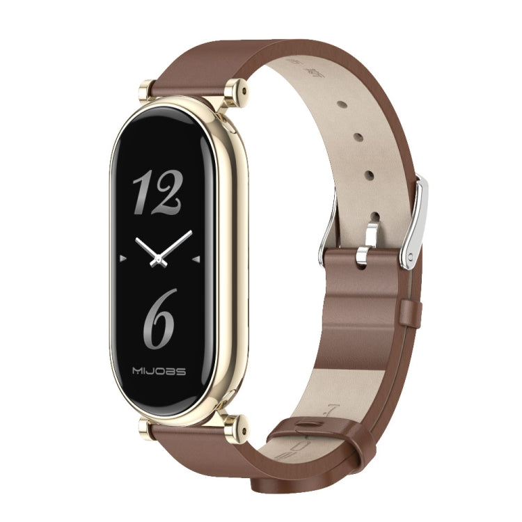 For Xiaomi Smart Band 10 / 9 / 8 Mijobs GT4 First Layer Cowhide Watch Band(Brown Light Gold) - free shipping - PMc TechLife - Order now!