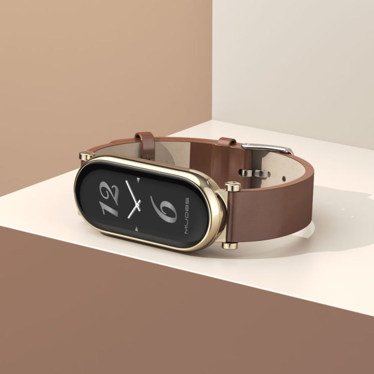 For Xiaomi Smart Band 10 / 9 / 8 Mijobs GT4 First Layer Cowhide Watch Band(Red Silver) - free shipping - PMc TechLife - Order now!