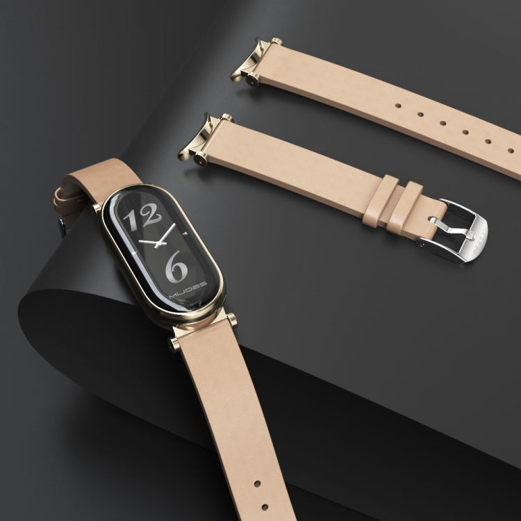 For Xiaomi Smart Band 10 / 9 / 8 Mijobs GT4 First Layer Cowhide Watch Band(Red Light Gold) - free shipping - PMc TechLife - Order now!