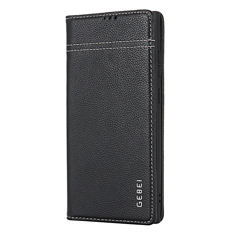 For Samsung Galaxy S24 Ultra 5G GEBEI Top-grain Horizontal Flip Leather Phone Case(Black) - Galaxy S24 Ultra 5G Cases by GEBEI | Online Shopping South Africa | PMC Jewellery | Buy Now Pay Later Mobicred