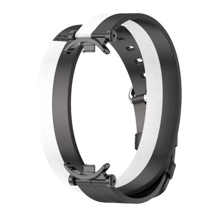 For Xiaomi Smart Band 10 / 9 / 8 Mijobs GT4 Dual-Loop Leather Watch Band(Black+White+Black) - free shipping - PMc TechLife - Order now!