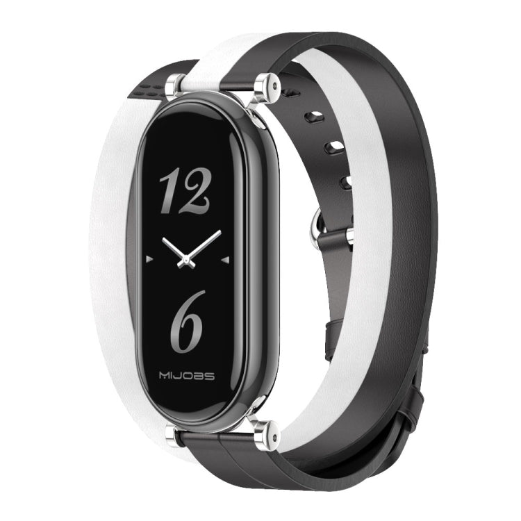 For Xiaomi Smart Band 10 / 9 / 8 Mijobs GT4 Dual-Loop Leather Watch Band(Black+White+Silver) - free shipping - PMc TechLife - Order now!