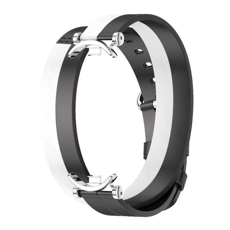 For Xiaomi Smart Band 10 / 9 / 8 Mijobs GT4 Dual-Loop Leather Watch Band(Black+White+Silver) - free shipping - PMc TechLife - Order now!