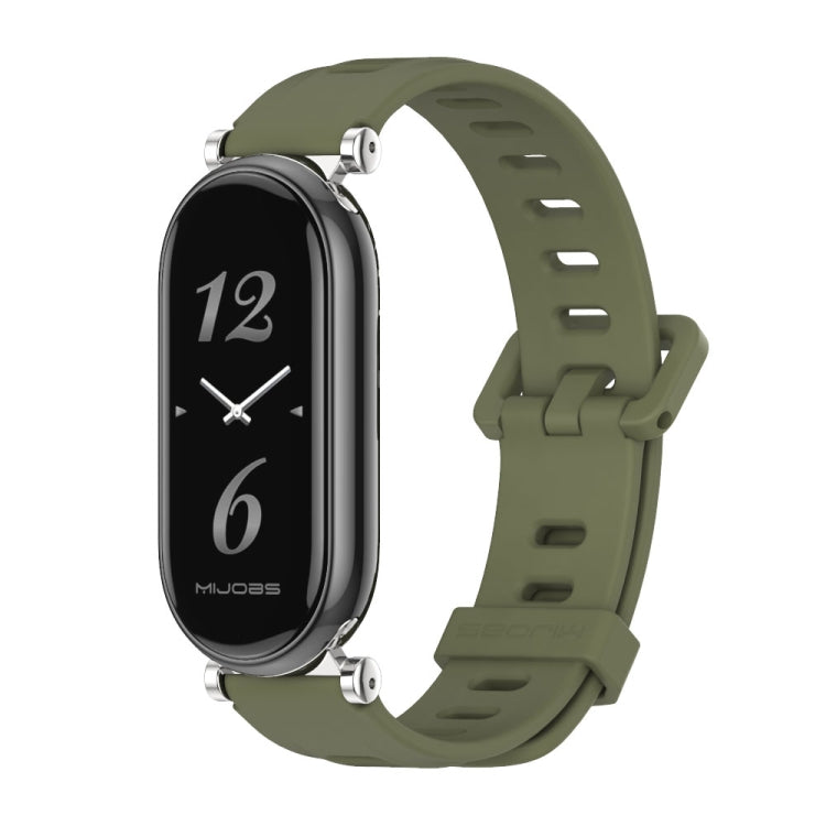 For Xiaomi Smart Band 10 / 9 / 8 Mijobs GT4 Flat Hole Silicone Watch Band(Army Green Silver) - free shipping - PMc TechLife - Order now!