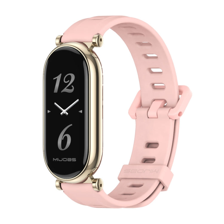 For Xiaomi Mi Band 8 Mijobs GT4 Flat Hole Silicone Watch Band(Pink Light Gold) - Watch Bands by MIJOBS | Online Shopping South Africa | PMC TechLife