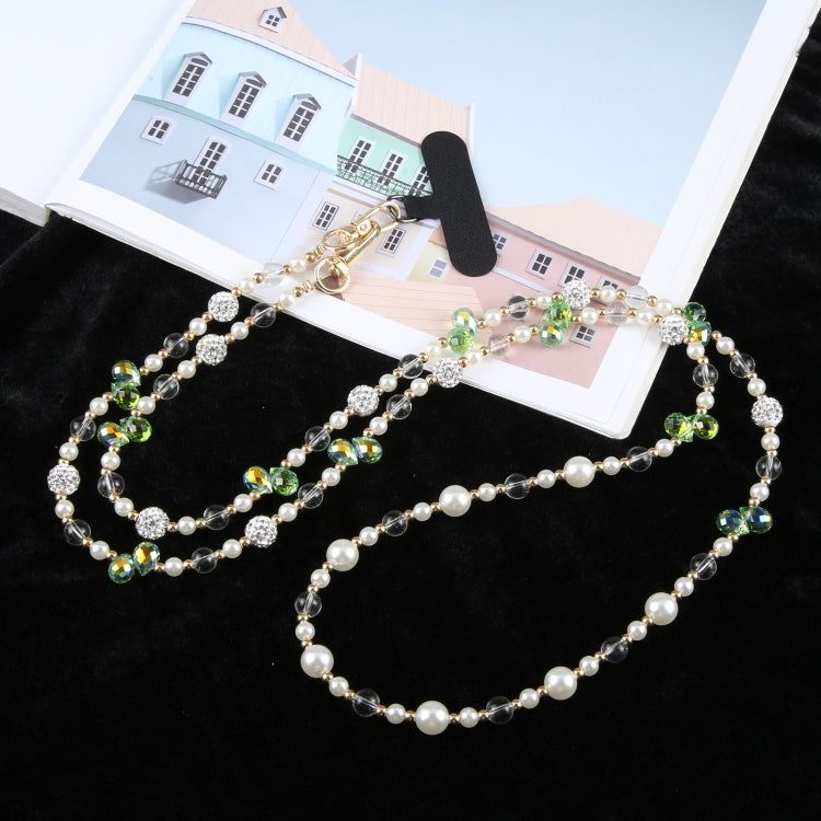 Mobile Phone Anti-lost Long Chain Flash Diamond Pearl Crossbody Lanyard(Green) - Lanyards & Wrist Straps by PMc TechLife | Online Shopping South Africa | PMc TechLife | Buy Now Pay Later Mobicred
