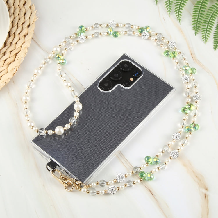 Mobile Phone Anti-lost Long Chain Flash Diamond Pearl Crossbody Lanyard(Pink) - Lanyards & Wrist Straps by PMc TechLife | Online Shopping South Africa | PMc TechLife | Buy Now Pay Later Mobicred
