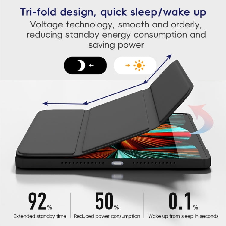 For iPad Pro 11 2022 / 2021 / 2020 ZGA Tri-Fold Voltage Smart Leather Tablet Case(Ice Blue) - free shipping - PMc TechLife - Order now!