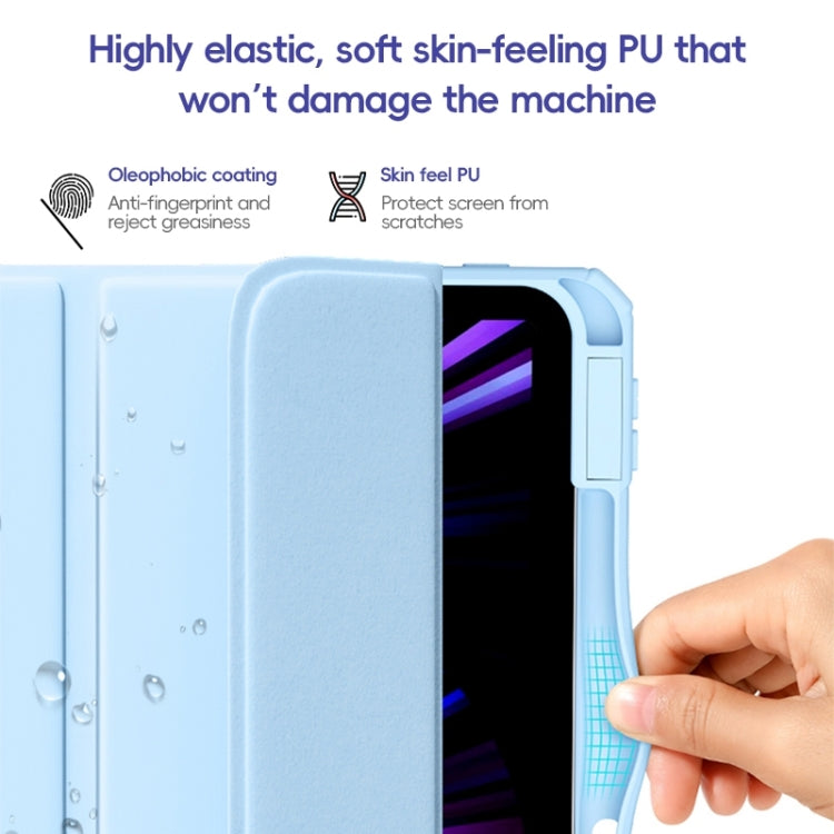 For iPad 10.2 2021/2020/2019 ZGA Tri-Fold Voltage Smart Leather Tablet Case(Ice Blue) - free shipping - PMc TechLife - Order now!