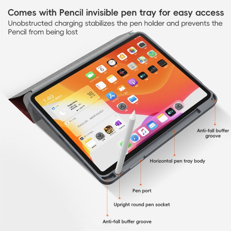 For iPad Air 10.9 2022 / 2020 ZGA Tri-Fold Voltage Smart Leather Tablet Case(Red) - free shipping - PMc TechLife - Order now!