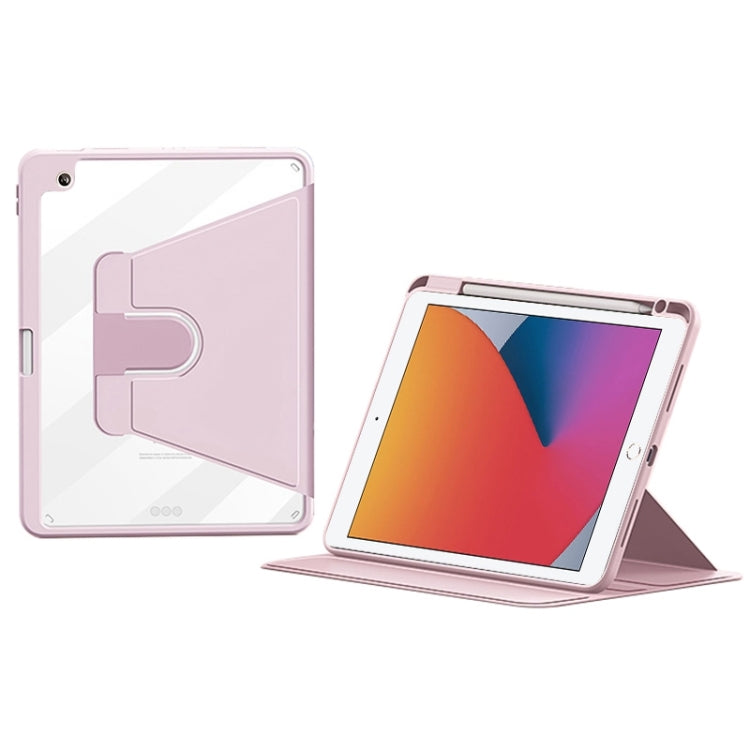 For iPad 10.2 2021/2020/2019 ZGA Tri-Fold 360 Rotation Smart Leather Tablet Case(Pink) - free shipping - PMc TechLife - Order now!