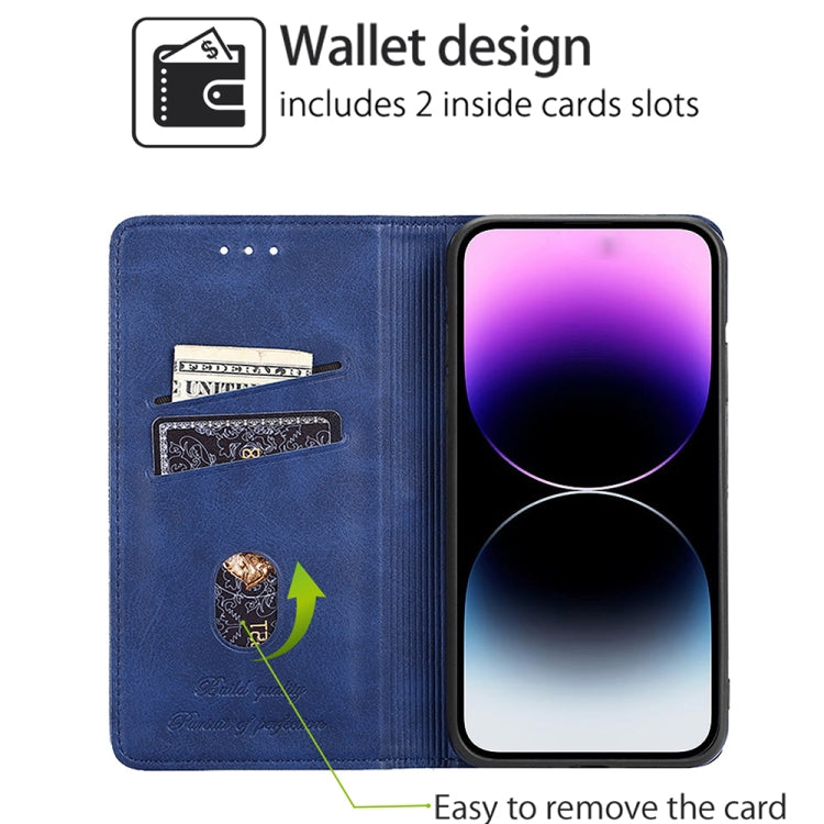 For Motorola Moto G Play 4G 2024 Cow Texture Magnetic Leather Phone Case(Blue) - Motorola Cases by PMC Jewellery | Online Shopping South Africa | PMC Jewellery | Buy Now Pay Later Mobicred