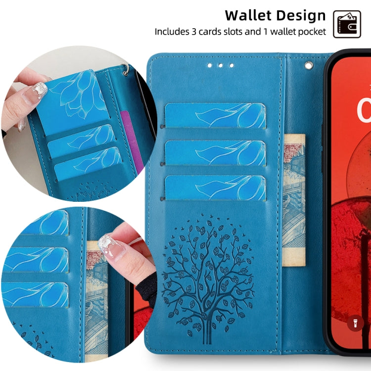 For Realme C53 4G / Narzo N53 4G Tree & Deer Embossed Leather Phone Case(Blue) - Realme Cases by PMC TechLife | Online Shopping South Africa | PMC TechLife | Buy Now Pay Later Mobicred