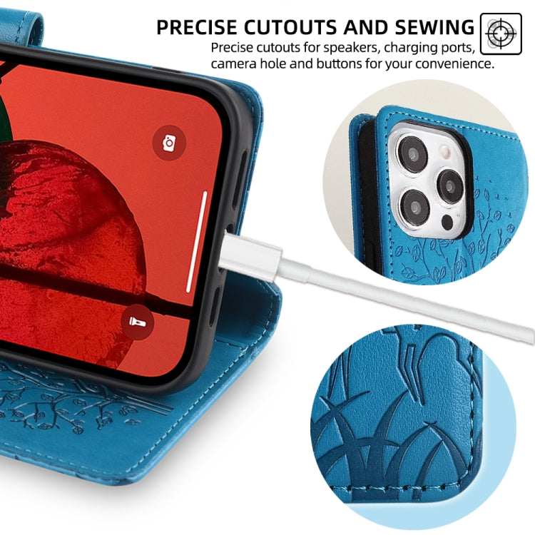 For Realme C53 4G / Narzo N53 4G Tree & Deer Embossed Leather Phone Case(Blue) - Realme Cases by PMC TechLife | Online Shopping South Africa | PMC TechLife | Buy Now Pay Later Mobicred