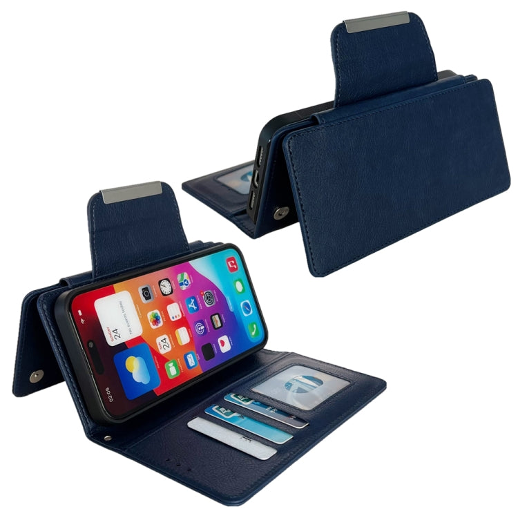For iPhone 16 Plus Multifunctional 7-Cards Wallet Leather Phone Case(Royal Blue) - free shipping - PMC Jewellery - Order now!