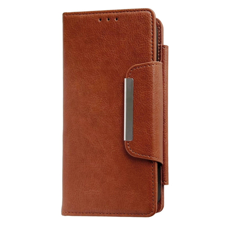 For iPhone 16 Multifunctional 7-Cards Wallet Leather Phone Case(Brown) - iPhone 16 Cases by PMC Jewellery | Online Shopping South Africa | PMC Jewellery | Buy Now Pay Later Mobicred