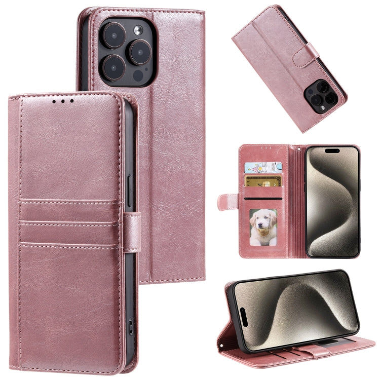 For iPhone 16 Pro Max Simple 6-Card Wallet Leather Phone Case(Rose Gold) - iPhone 16 Pro Max Cases by PMC TechLife | Online Shopping South Africa | PMC TechLife | Buy Now Pay Later Mobicred
