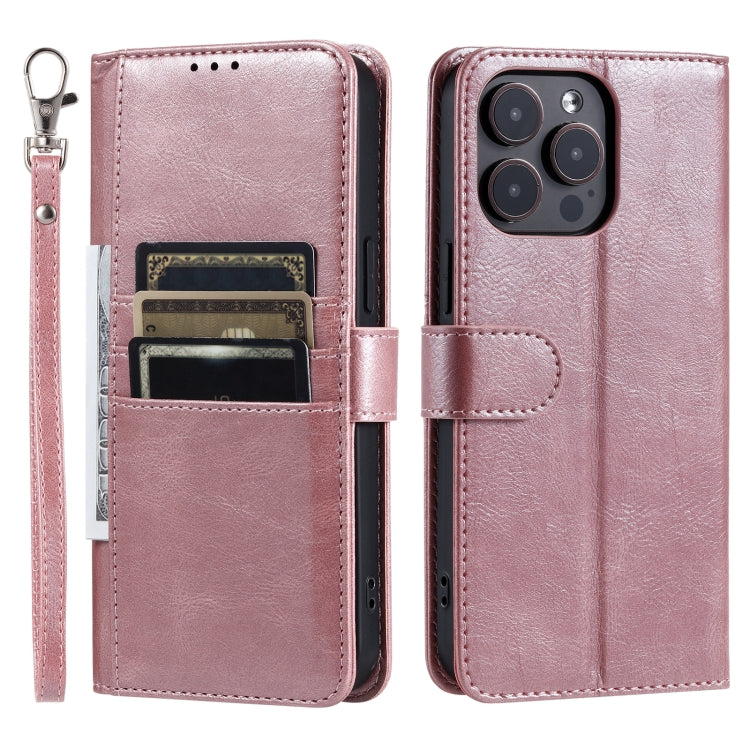 For iPhone 16 Pro Max Simple 6-Card Wallet Leather Phone Case(Rose Gold) - iPhone 16 Pro Max Cases by PMC TechLife | Online Shopping South Africa | PMC TechLife | Buy Now Pay Later Mobicred