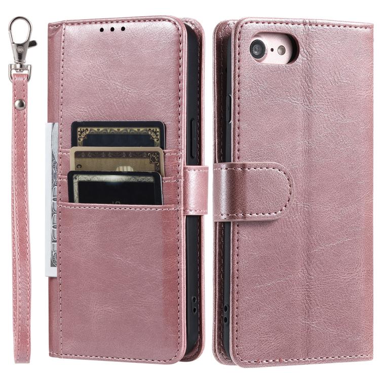 For iPhone 16e Simple 6-Card Wallet Leather Phone Case(Rose Gold) - iPhone 16e Cases by PMC TechLife | Online Shopping South Africa | PMC TechLife | Buy Now Pay Later Mobicred