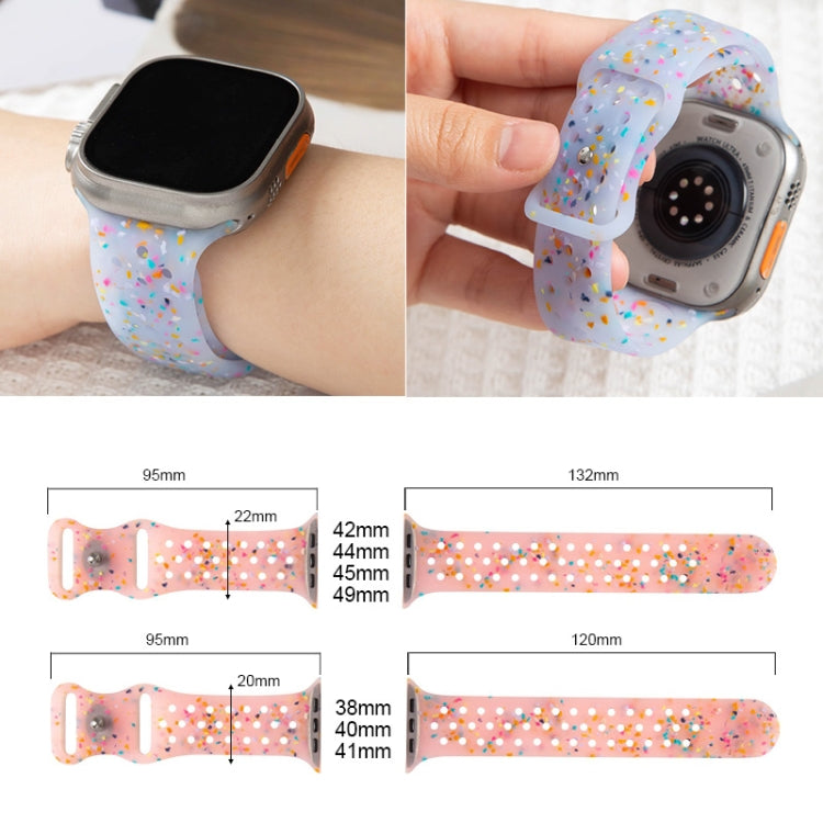 For Apple Watch SE 2023 44mm Jelly Color Dots Liquid Silicone Watch Band(White) - Watch Bands by PMC TechLife | Online Shopping South Africa | PMC TechLife