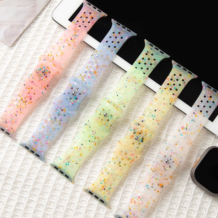 For Apple Watch SE 2023 44mm Jelly Color Dots Liquid Silicone Watch Band(White) - Watch Bands by PMC TechLife | Online Shopping South Africa | PMC TechLife