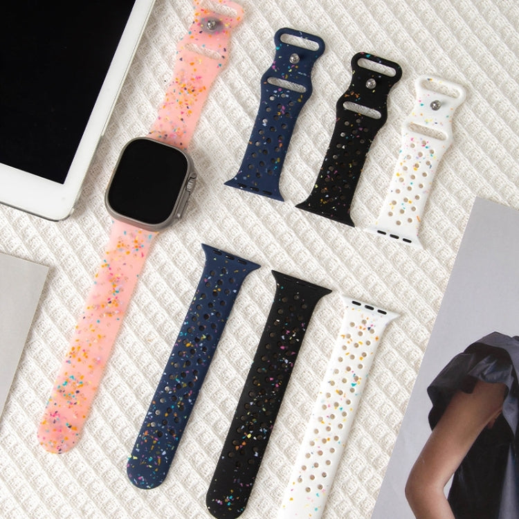 For Apple Watch SE 2023 44mm Jelly Color Dots Liquid Silicone Watch Band(White) - Watch Bands by PMC TechLife | Online Shopping South Africa | PMC TechLife