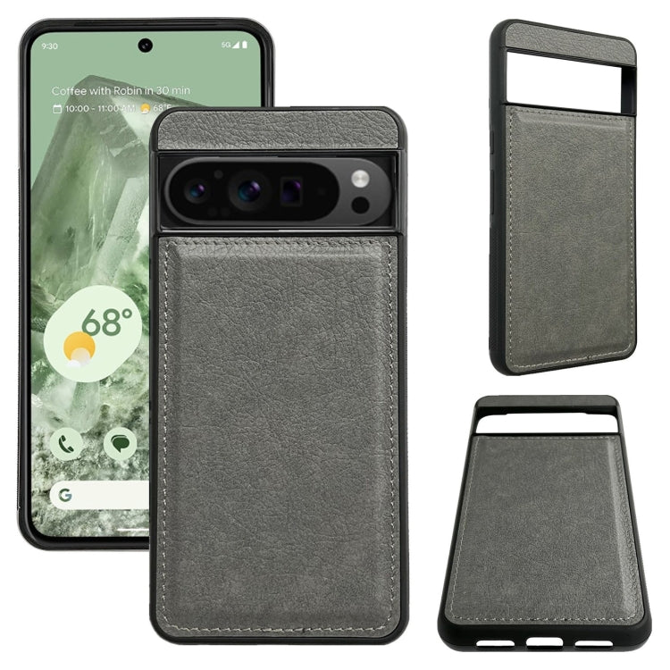 For Google Pixel 9 Pro XL Cowhide Texture Back Cover Phone Case(Grey) - Google Cases by PMC TechLife | Online Shopping South Africa | PMC TechLife | Buy Now Pay Later Mobicred
