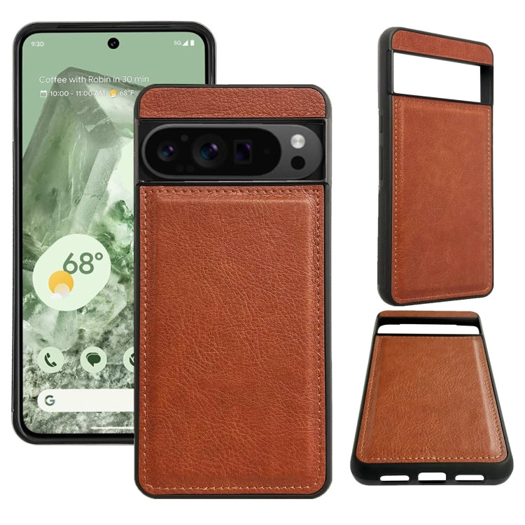 For Google Pixel 9 Pro XL Cowhide Texture Back Cover Phone Case(Brown) - Google Cases by PMC TechLife | Online Shopping South Africa | PMC TechLife | Buy Now Pay Later Mobicred