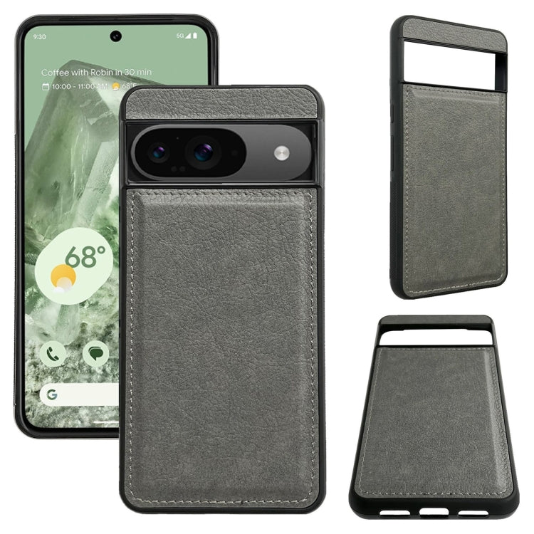 For Google Pixel 9 / Pixel 9 Pro Cowhide Texture Back Cover Phone Case(Grey) - Google Cases by PMC TechLife | Online Shopping South Africa | PMC TechLife | Buy Now Pay Later Mobicred