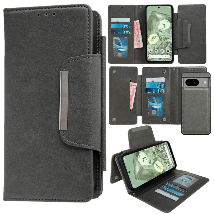 For Google Pixel 7 Multifunctional 7-Card Wallet Leather Phone Case(Grey) - Google Cases by PMC TechLife | Online Shopping South Africa | PMC TechLife | Buy Now Pay Later Mobicred