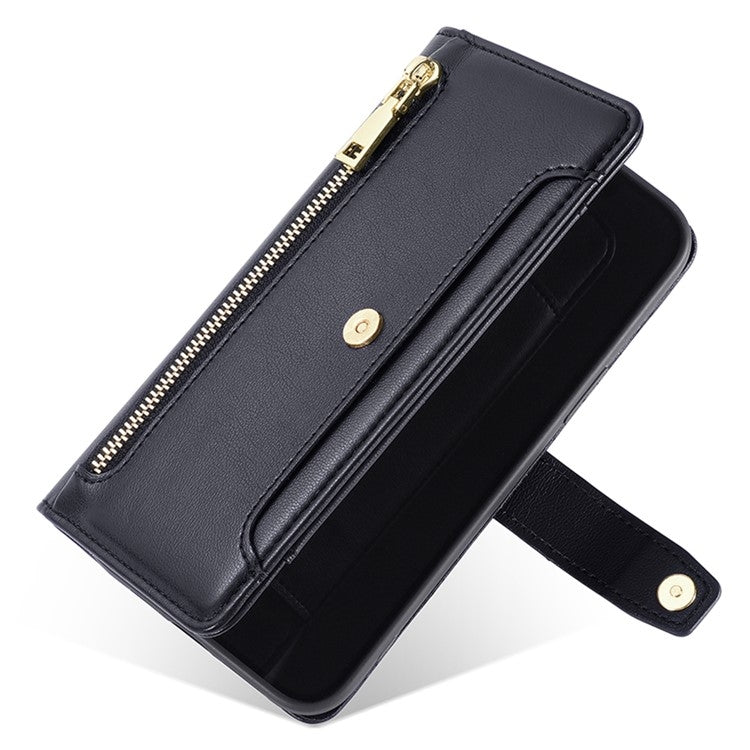 For Motorola Edge 5G 2024 Sheep Texture Cross-body Zipper Wallet Leather Phone Case(Black) - Motorola Cases by PMC Jewellery | Online Shopping South Africa | PMC Jewellery | Buy Now Pay Later Mobicred