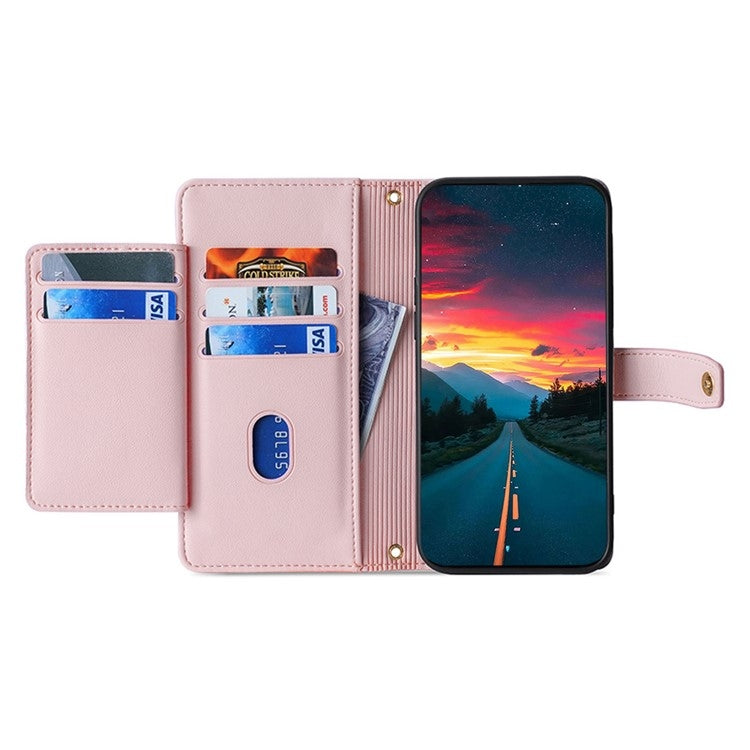 For Motorola Edge 5G 2024 Sheep Texture Cross-body Zipper Wallet Leather Phone Case(Pink) - Motorola Cases by PMC Jewellery | Online Shopping South Africa | PMC Jewellery | Buy Now Pay Later Mobicred