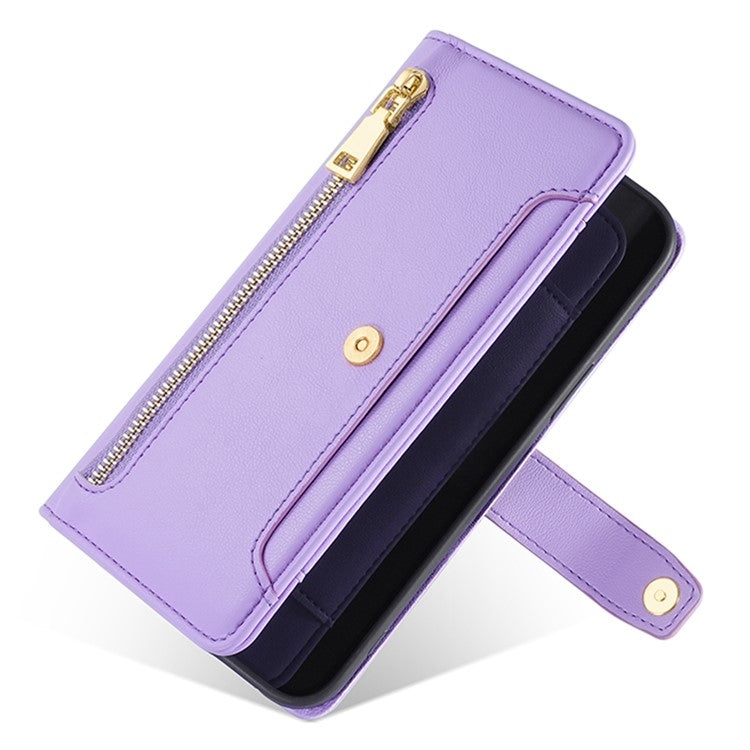 For Motorola Moto G85 5G Sheep Texture Cross-body Zipper Wallet Leather Phone Case(Purple) - Motorola Cases by PMC TechLife | Online Shopping South Africa | PMC TechLife | Buy Now Pay Later Mobicred