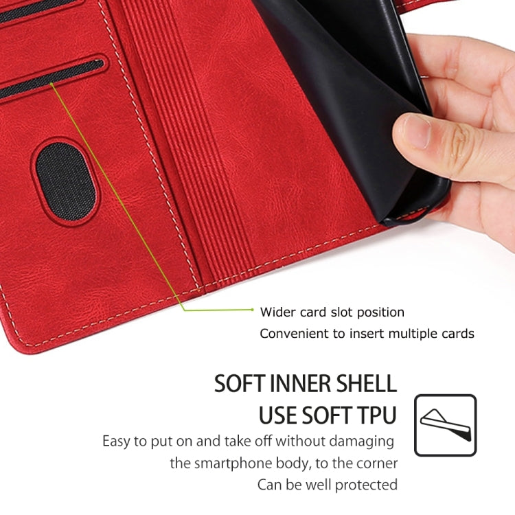 For Motorola Edge 5G 2024 Skin Feel Magnetic Buckle Leather Phone Case(Red) - Motorola Cases by PMC Jewellery | Online Shopping South Africa | PMC Jewellery | Buy Now Pay Later Mobicred