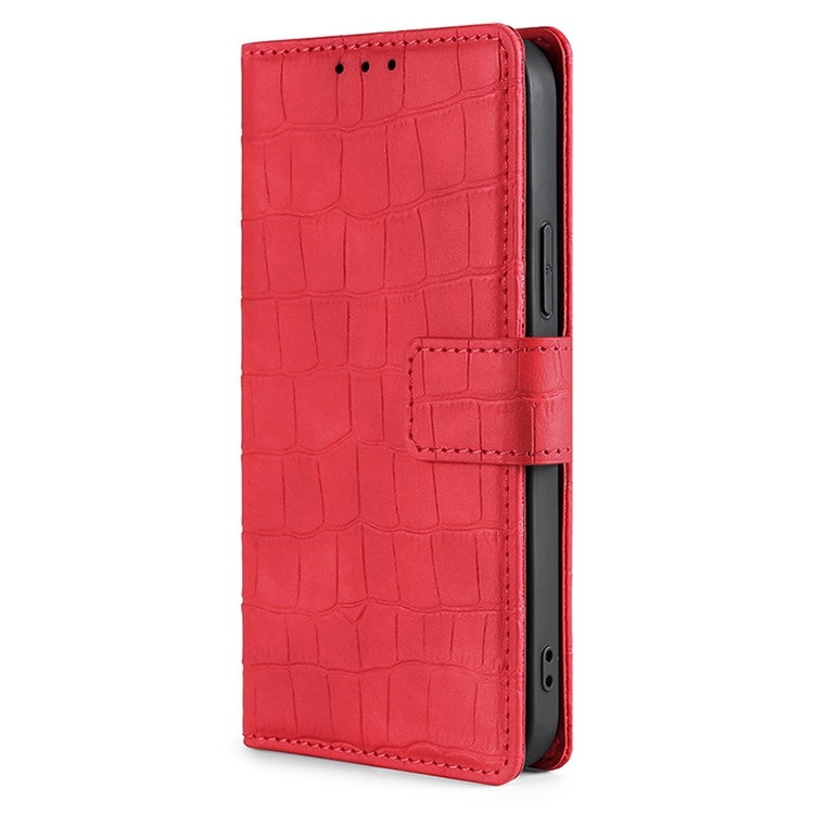 For Motorola Moto G Play 4G 2024 Skin Feel Crocodile Magnetic Clasp Leather Phone Case(Red) - Motorola Cases by PMC Jewellery | Online Shopping South Africa | PMC Jewellery | Buy Now Pay Later Mobicred