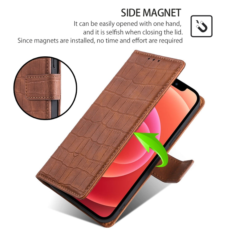 For Motorola Edge 5G 2024 Skin Feel Crocodile Magnetic Clasp Leather Phone Case(Brown) - Motorola Cases by PMC Jewellery | Online Shopping South Africa | PMC Jewellery | Buy Now Pay Later Mobicred