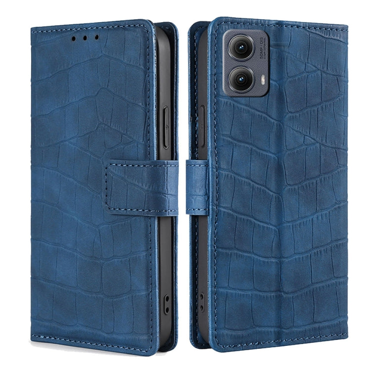 For Motorola Edge 5G 2024 Skin Feel Crocodile Magnetic Clasp Leather Phone Case(Blue) - Motorola Cases by PMC Jewellery | Online Shopping South Africa | PMC Jewellery | Buy Now Pay Later Mobicred