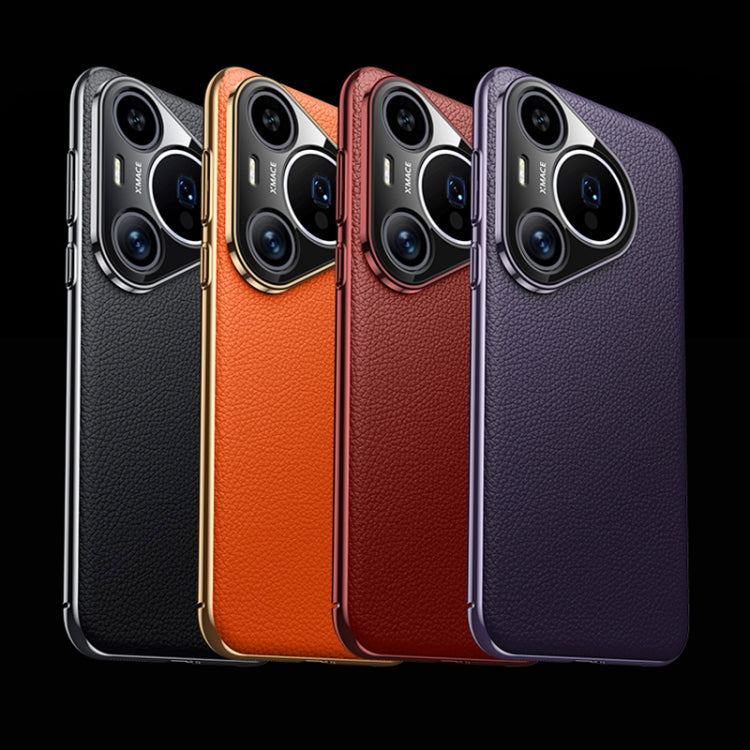 For Huawei Pura 70 Ultra Litchi Texture Genuine Leather Phone Case(Orange) - Huawei Cases by PMC Jewellery | Online Shopping South Africa | PMC Jewellery | Buy Now Pay Later Mobicred