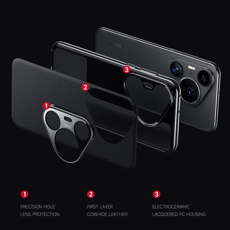 For Huawei Pura 70 Litchi Texture Genuine Leather Phone Case(Red) - Huawei Cases by PMC Jewellery | Online Shopping South Africa | PMC Jewellery | Buy Now Pay Later Mobicred