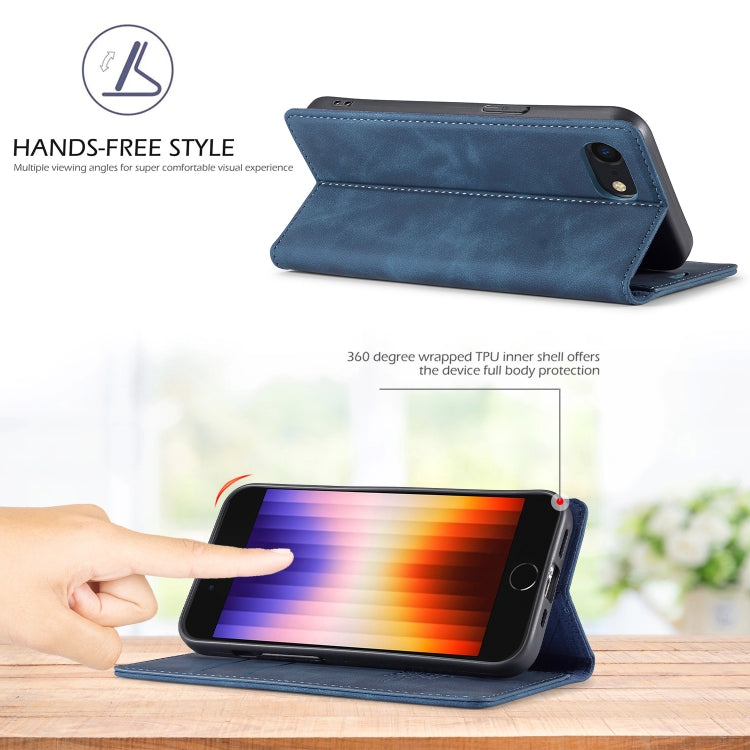 For iPhone 16e LC.IMEEKE Strong Magnetism Microfiber Leather Phone Case(Blue) - iPhone 16e Cases by LC.IMEEKE | Online Shopping South Africa | PMC TechLife | Buy Now Pay Later Mobicred