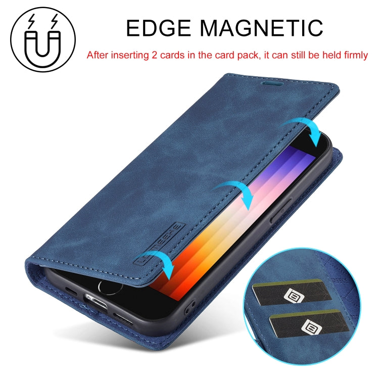 For iPhone 16e LC.IMEEKE Strong Magnetism Microfiber Leather Phone Case(Blue) - iPhone 16e Cases by LC.IMEEKE | Online Shopping South Africa | PMC TechLife | Buy Now Pay Later Mobicred