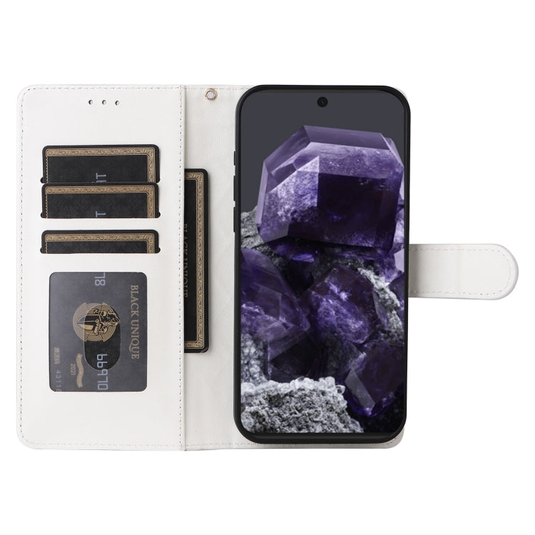 For Google Pixel 9 Diamond Lattice Leather Flip Phone Case(White) - Google Cases by PMC TechLife | Online Shopping South Africa | PMC TechLife | Buy Now Pay Later Mobicred