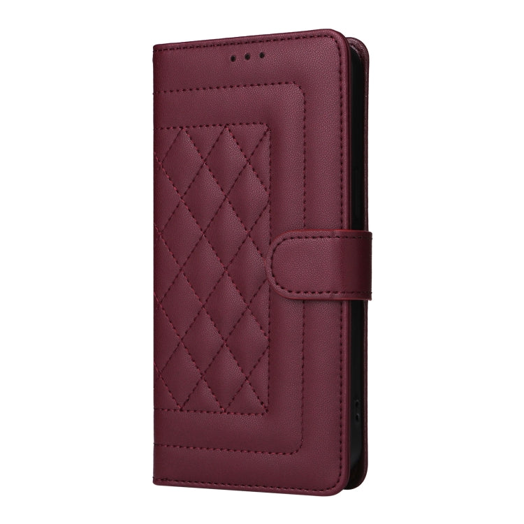 For Google Pixel 9 Diamond Lattice Leather Flip Phone Case(Wine Red) - Google Cases by PMC TechLife | Online Shopping South Africa | PMC TechLife | Buy Now Pay Later Mobicred