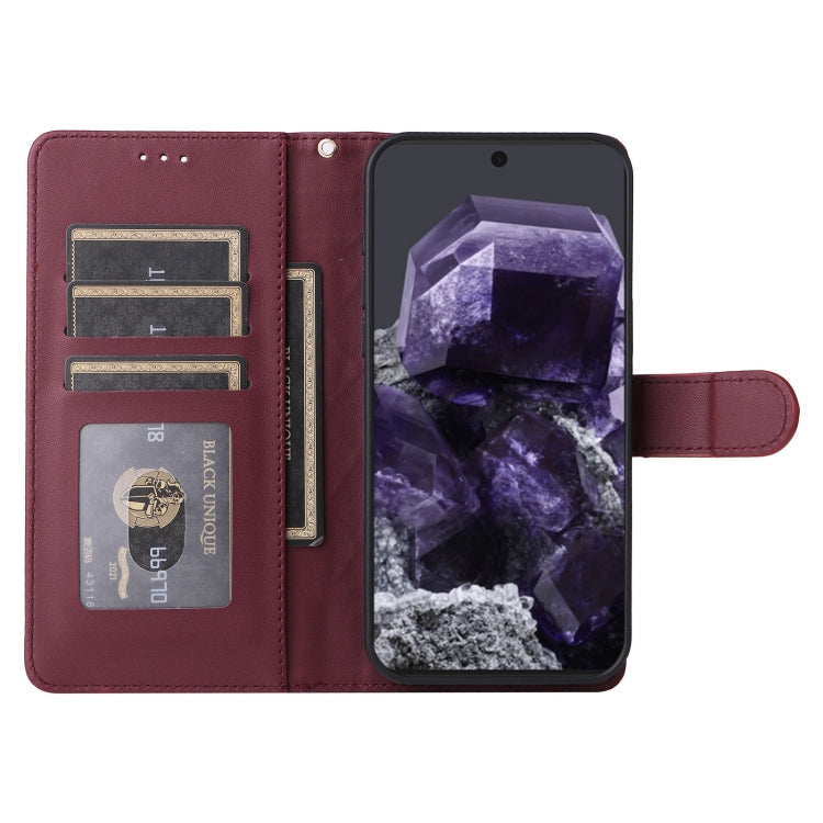For Google Pixel 9 Diamond Lattice Leather Flip Phone Case(Wine Red) - Google Cases by PMC TechLife | Online Shopping South Africa | PMC TechLife | Buy Now Pay Later Mobicred