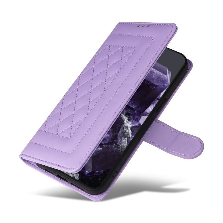 For Google Pixel 9 Pro Diamond Lattice Leather Flip Phone Case(Light Purple) - Google Cases by PMC TechLife | Online Shopping South Africa | PMC TechLife | Buy Now Pay Later Mobicred