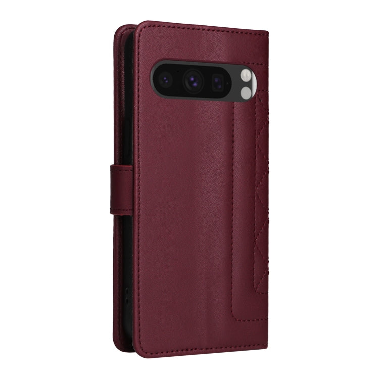 For Google Pixel 9 Pro Diamond Lattice Leather Flip Phone Case(Wine Red) - Google Cases by PMC TechLife | Online Shopping South Africa | PMC TechLife | Buy Now Pay Later Mobicred