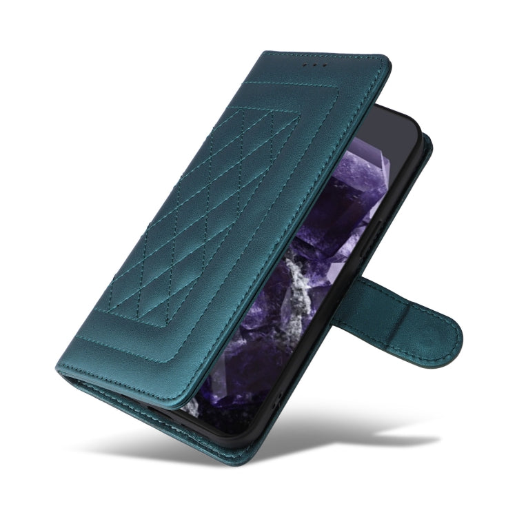 For Google Pixel 9 Pro Diamond Lattice Leather Flip Phone Case(Green) - Google Cases by PMC TechLife | Online Shopping South Africa | PMC TechLife | Buy Now Pay Later Mobicred