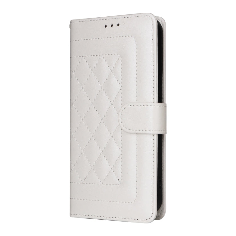 For Huawei P Smart 2021 Diamond Lattice Leather Flip Phone Case(White) - Huawei Cases by PMC TechLife | Online Shopping South Africa | PMC TechLife | Buy Now Pay Later Mobicred