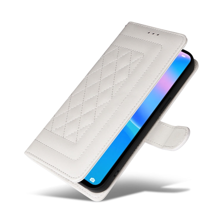 For Huawei P Smart 2021 Diamond Lattice Leather Flip Phone Case(White) - Huawei Cases by PMC TechLife | Online Shopping South Africa | PMC TechLife | Buy Now Pay Later Mobicred