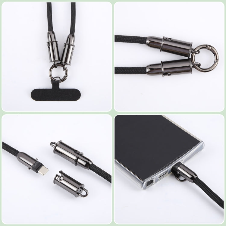 Type-C to Type-C Braid Data Cable Phone Anti-lost Crossbody Lanyard, Length: 1.2m(Black) - USB-C & Type-C Cable by PMc TechLife | Online Shopping South Africa | PMc TechLife | Buy Now Pay Later Mobicred